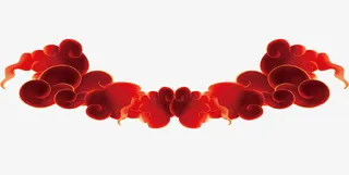 红色新春祥云装饰图案PNG免抠