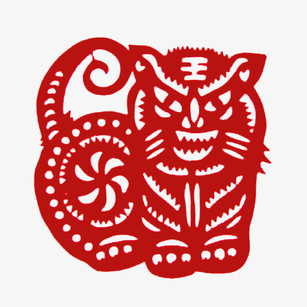 剪纸,老虎 虎年,春节免抠