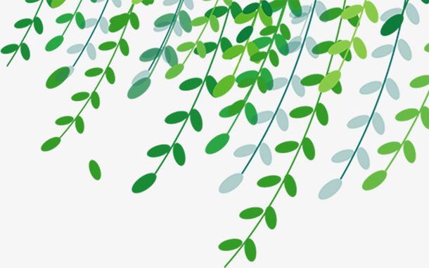 春天 春风 嫩叶 绿叶 柳条 飘动免抠动植物植物元素