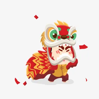 卡通舞狮子免抠