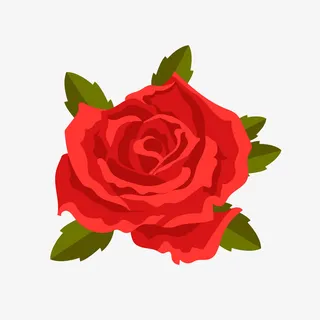 卡通红色玫瑰花矢量图免抠