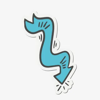 矢量直降箭头蓝色时尚免抠