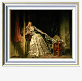 古典风格等待的夫人装饰油画PNG免抠