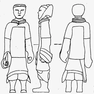 黑色线条手绘卡通兵马俑免抠