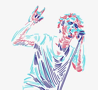 多彩线条摇滚歌手节日装饰免抠