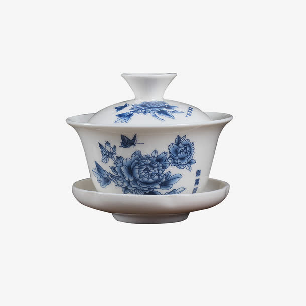 中国风青花瓷茶杯免抠