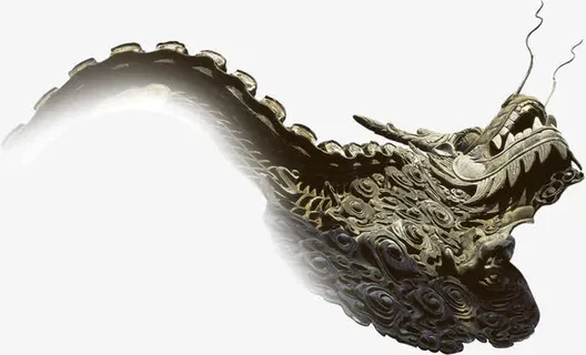 水墨画中的龙头免抠