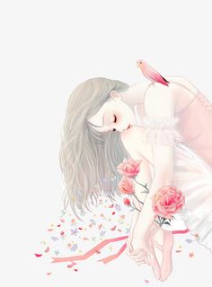 手绘唯美芭蕾女孩免抠