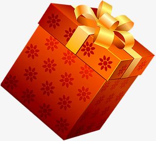 红色花纹光效叠加质感高清扁平风格礼盒免抠