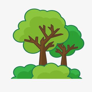 可爱水彩绿色树木免抠