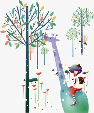 卡通女孩插画矢量免抠