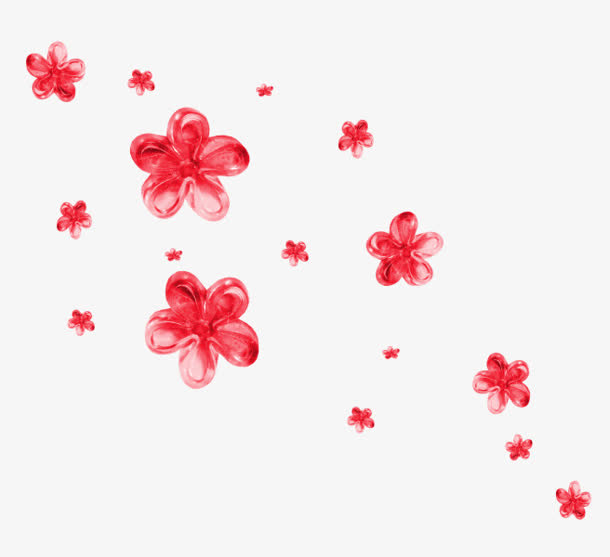 红色花朵漂浮免抠