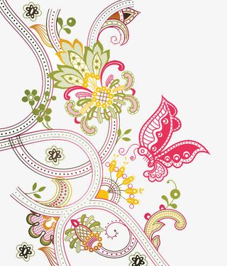 古典 古典花纹 蝴蝶 花边 花免抠