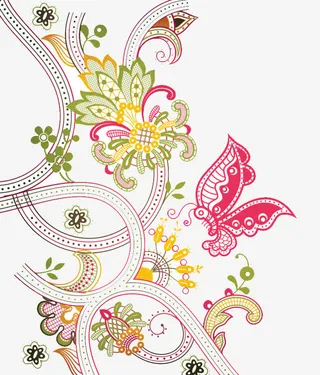 古典 古典花纹 蝴蝶 花边 花免抠