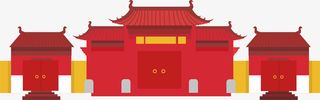 春节红色宫殿大门免抠