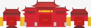 春节红色宫殿大门免抠