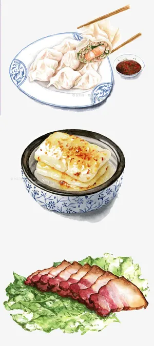 手绘美食免抠
