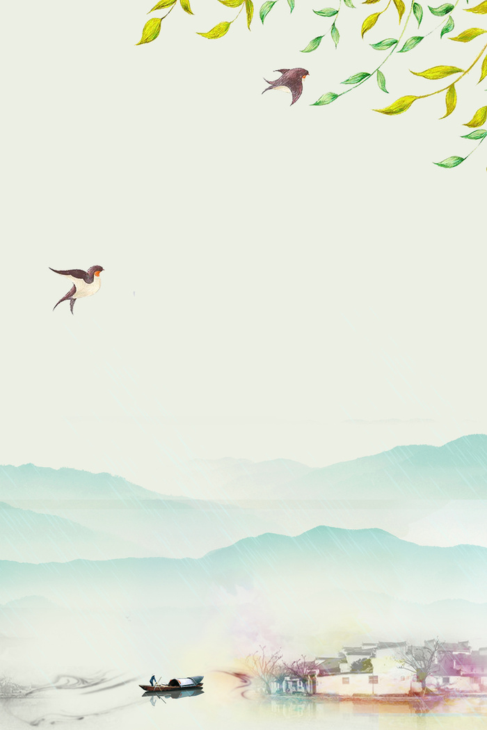 浅绿色唯美春季踏青古风春天背景高清
