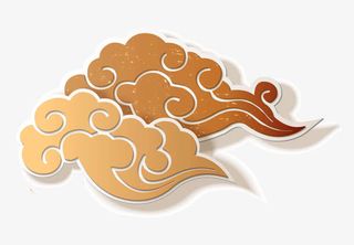 金色祥云手绘简图免抠