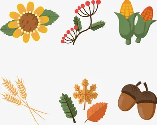 矢量手绘秋季图案免抠