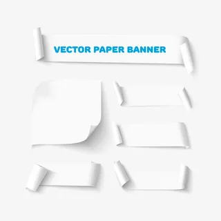 白色卷边纸张矢量图免抠