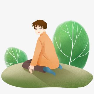 春分男孩手绘图免抠