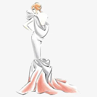 白色优雅露背婚纱免抠