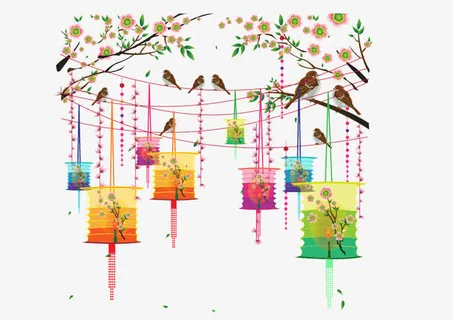 中国风灯笼节日装饰矢量图免抠