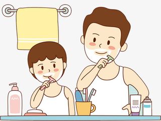 手绘可爱插图父亲节插画爸爸与孩免抠