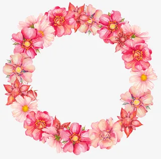 手绘鲜艳红色花环免抠