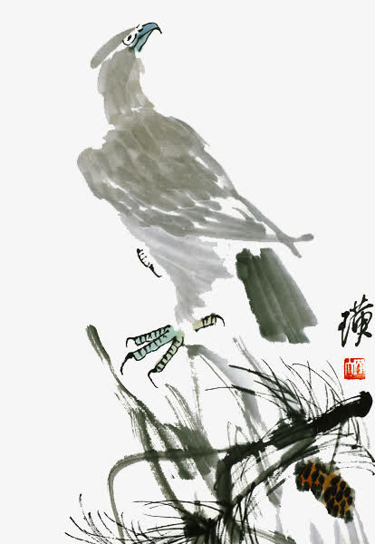 水墨画鹰素材免抠