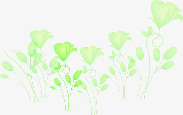 绿色卡通花朵设计春天免抠