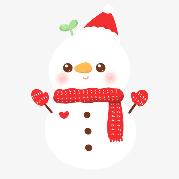 卡通带着手套小雪人免抠