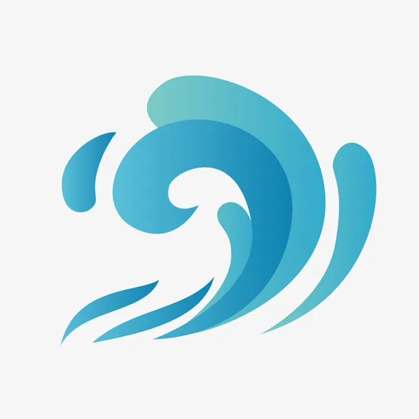 蓝色卡通浪花矢量图免抠