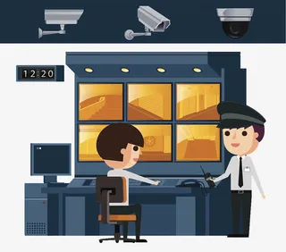 交通警察电子摄像头监控室免抠