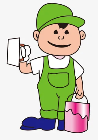 卡通粉刷工人免抠