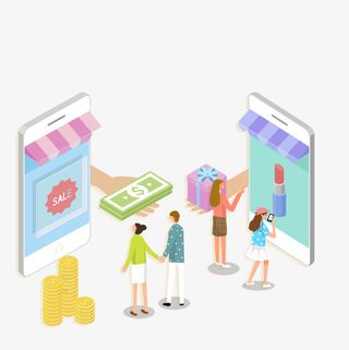 2.5D购物节插画免抠