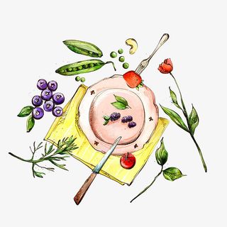 手绘餐桌上的迷迭香美食插画免抠免抠