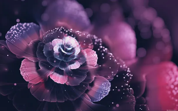 神秘紫色的水晶花朵免抠