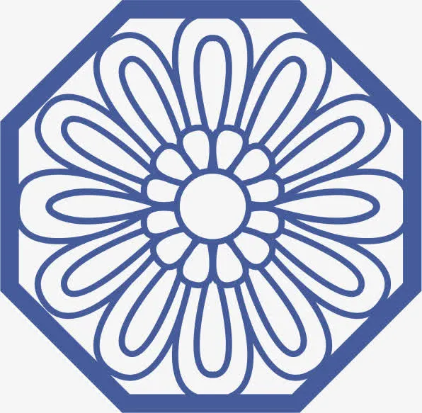 角花底纹花型对称平面图形免抠