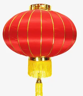 黄色双流苏红灯笼免抠