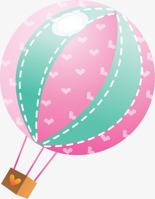 手绘热气球免抠