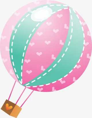手绘热气球免抠