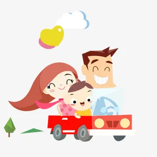 手绘卡通新学期开学家长学生图案免抠