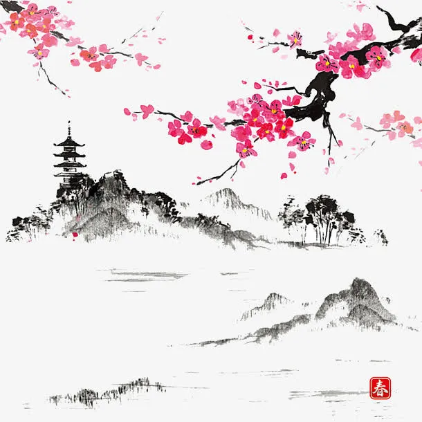 水墨梅花免抠