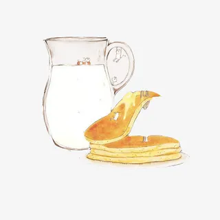 牛奶面包手绘画素材图片免抠