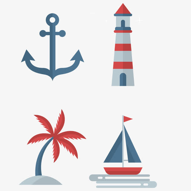 矢量大海外滩标注性建筑免抠