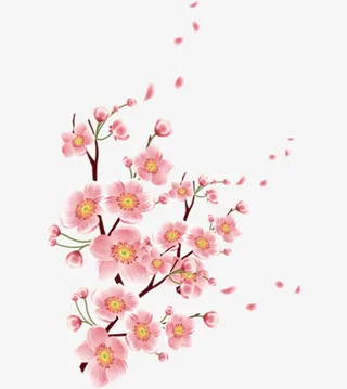 粉色中国风新年桃花免抠