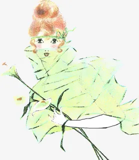 朦胧女孩插画免抠