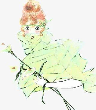 朦胧女孩插画免抠